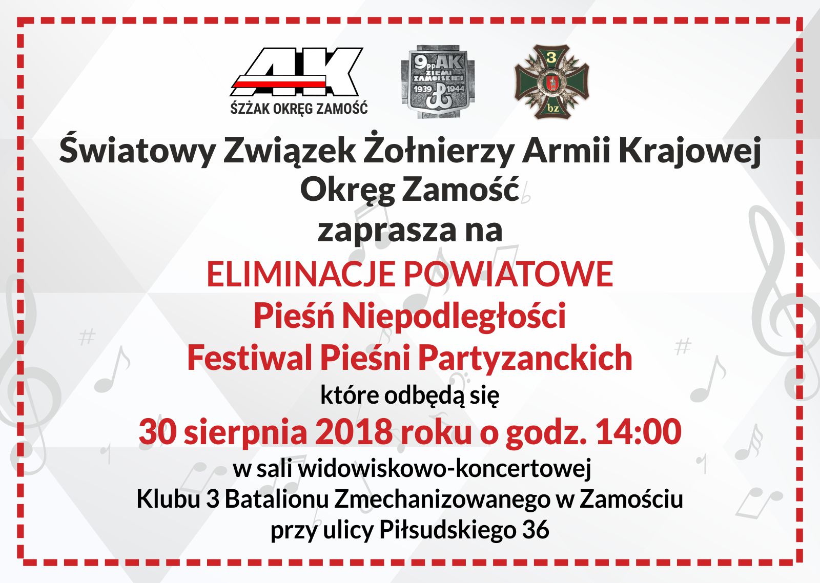 eliminacje powiatowe pieśń niepodległości festiwal pieśni partyzanckich