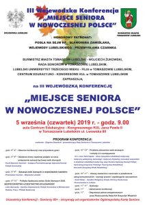 plakat konferencja seniorzy 2019 tomaszów lubelski.